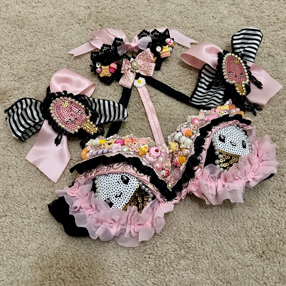Candy-Land inspired Bra with Choker, rave EDM festival wear, cosplay - size 34A - Picture 5 of 6